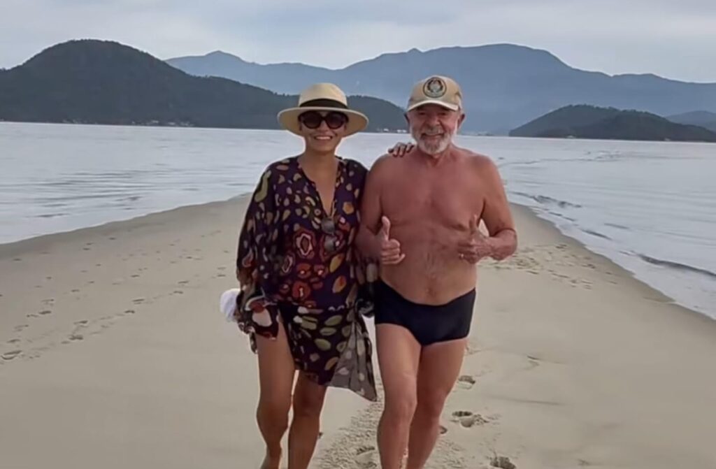 [ASSISTA] Em vídeo publicado por Janja, Lula aparece sem camisa em praia do Rio e defende união entre direita e esquerda